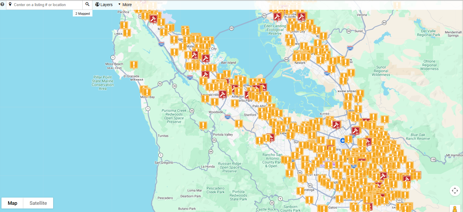 Foreclosure activity map for Bay Area — San Jose, SF, Fremont