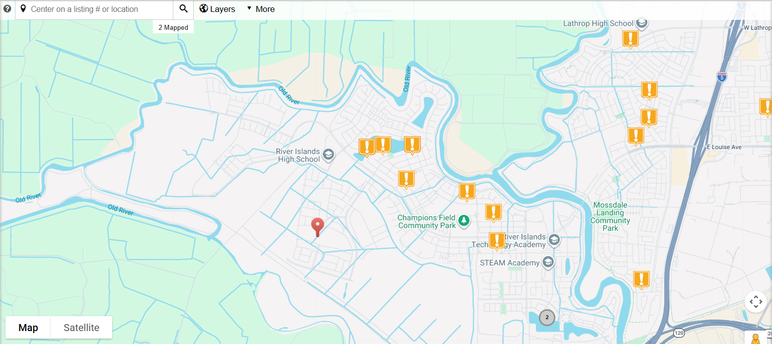 Foreclosure activity map for River Islands